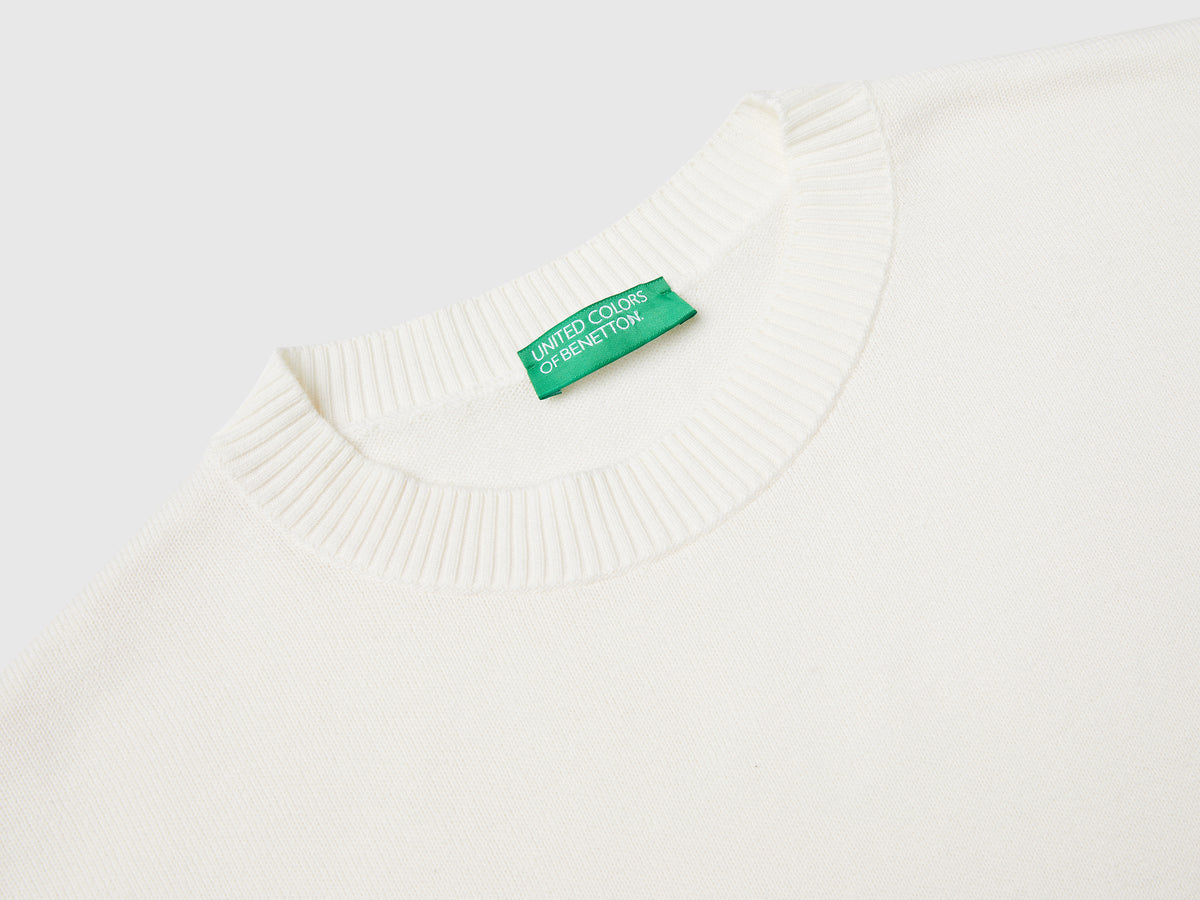 Crew neck sweater in tricot cotton
