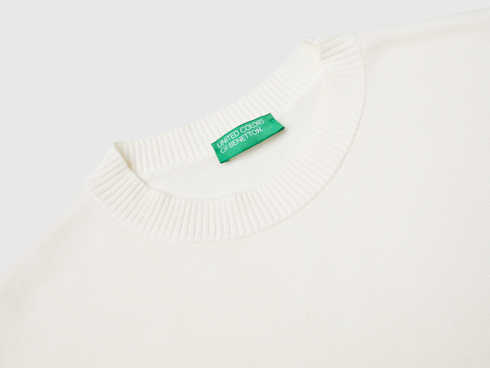 Crew neck sweater in tricot cotton da donna bianco panna 3 | Benetton Outlet
