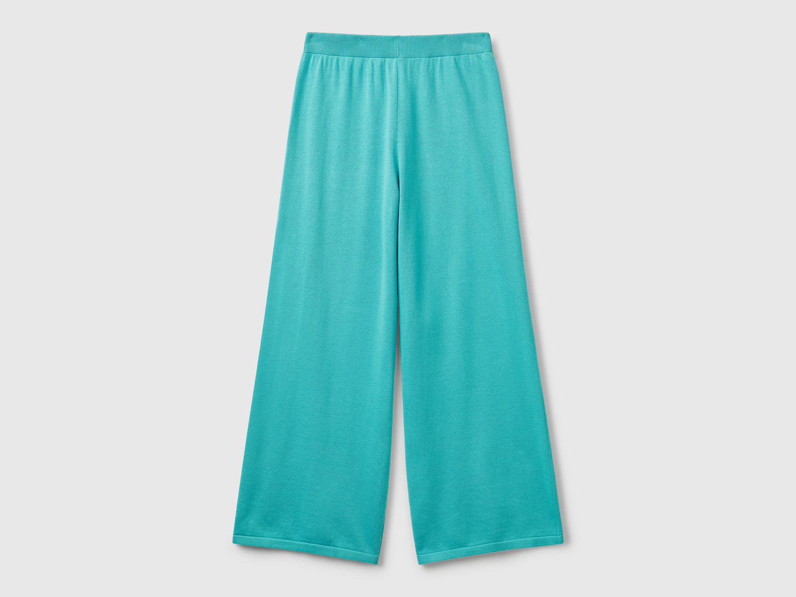 Pantaloni ampi in maglia da donna verde acqua | Benetton Outlet