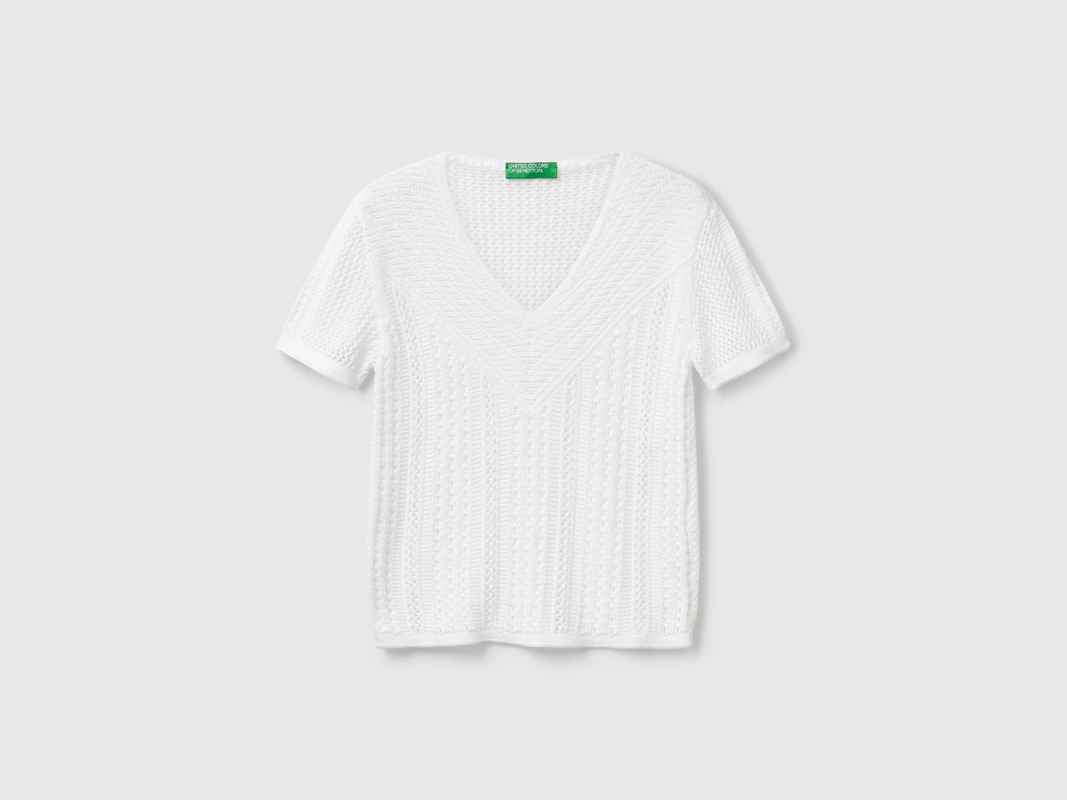 Maglioncino con trafori da donna bianco | Benetton Outlet