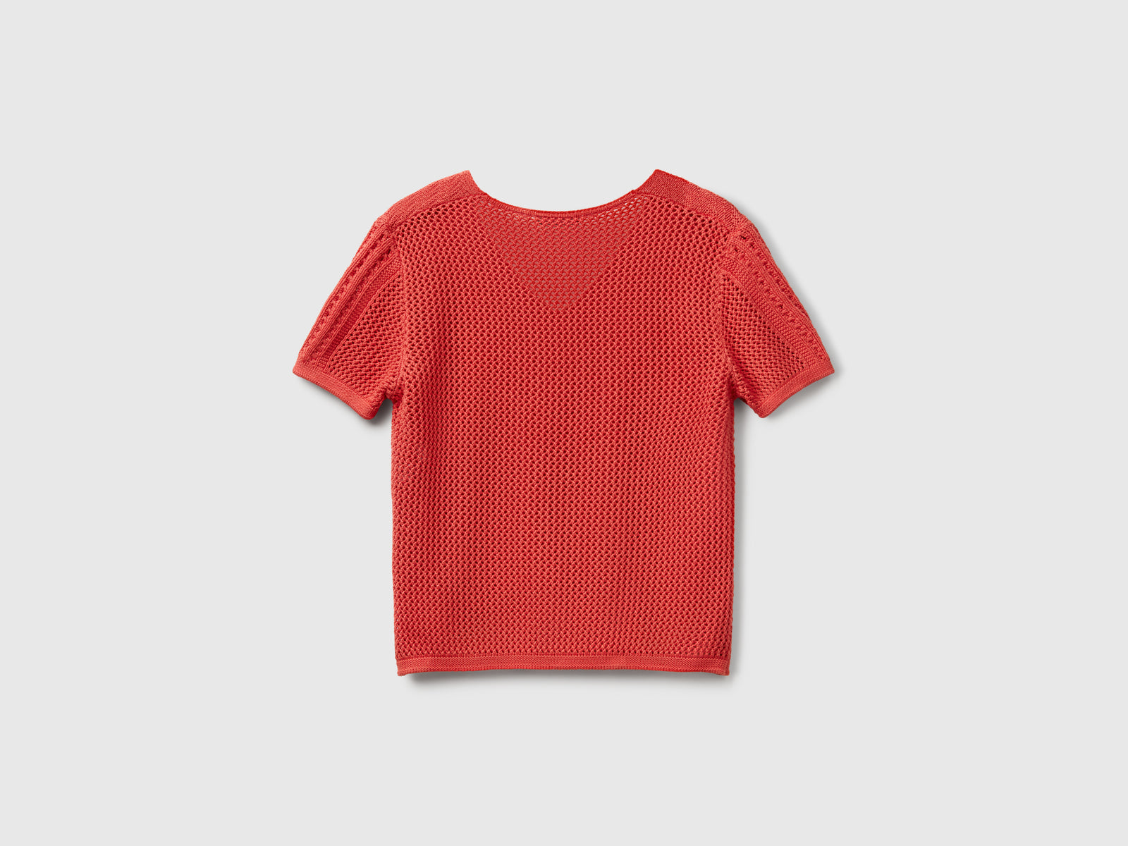 Maglioncino con trafori da donna rosso mattone 2 | Benetton Outlet