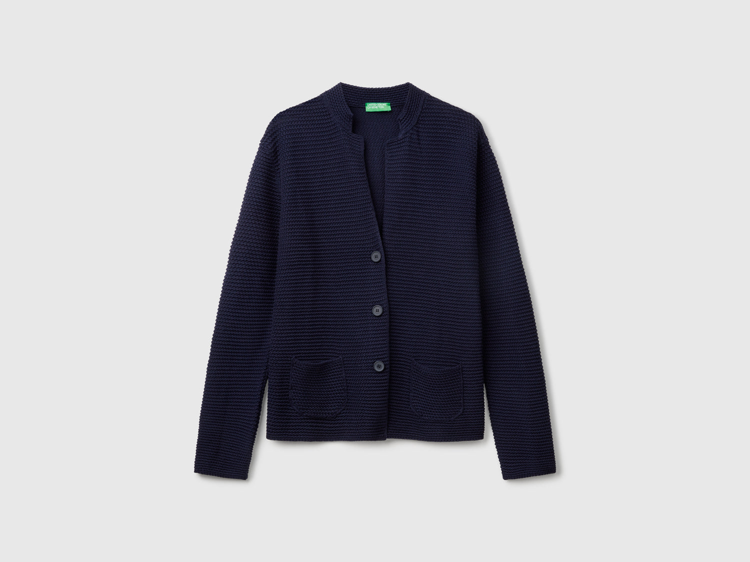 Giacca in maglia 100% cotone da donna blu scuro | Benetton Outlet