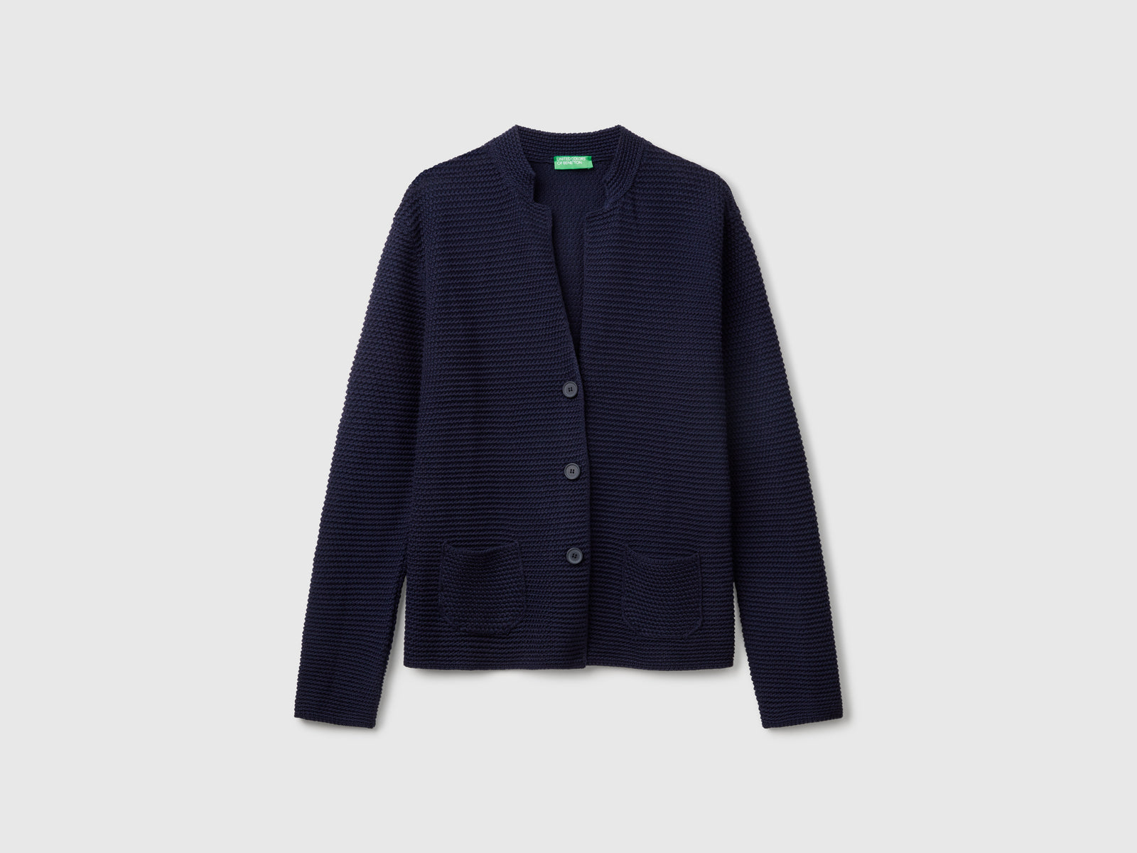 Giacca in maglia 100% cotone da donna blu scuro | Benetton Outlet