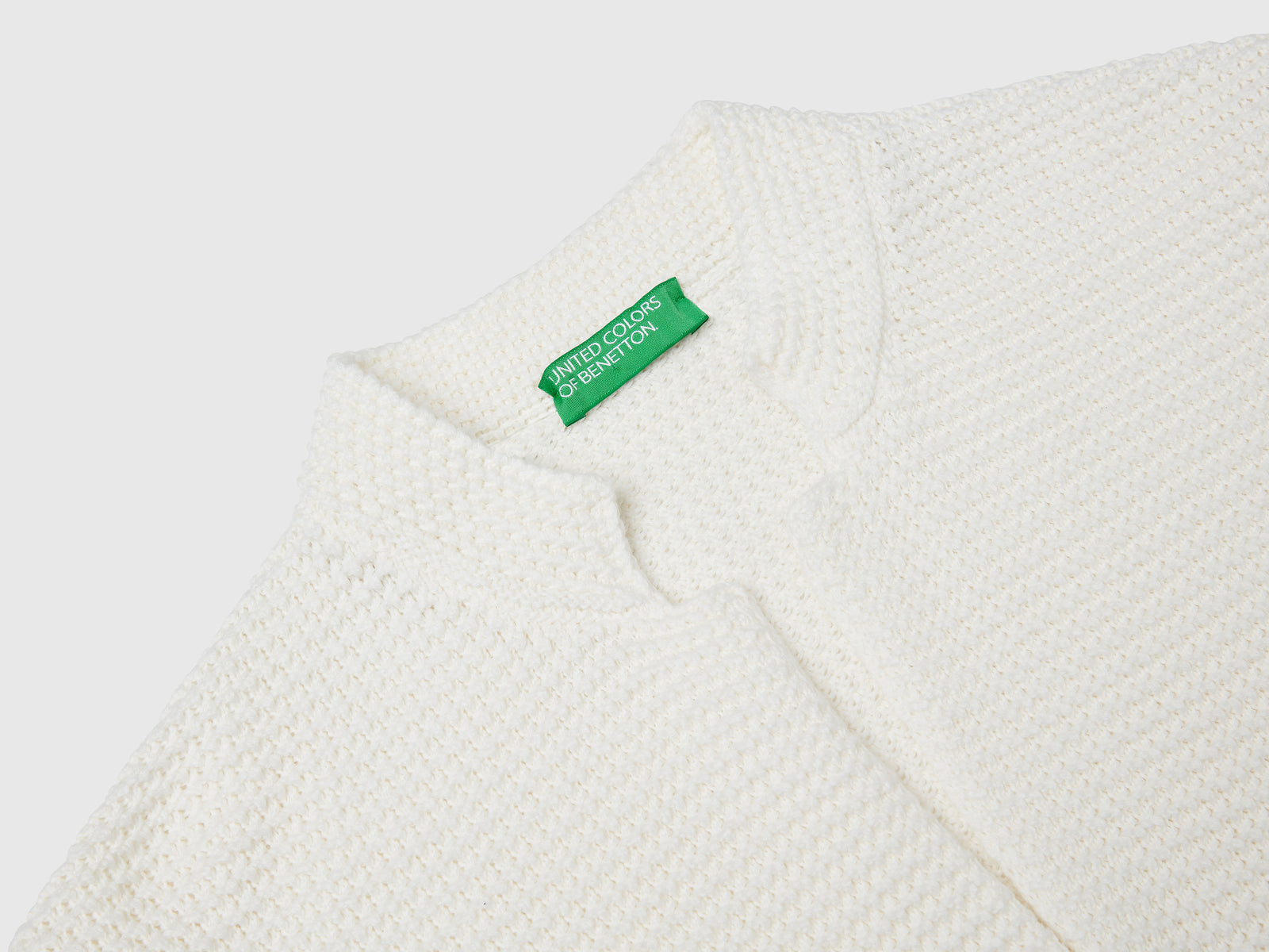 Chaqueta de punto 100% algodón da donna bianco panna 3 | Benetton Outlet
