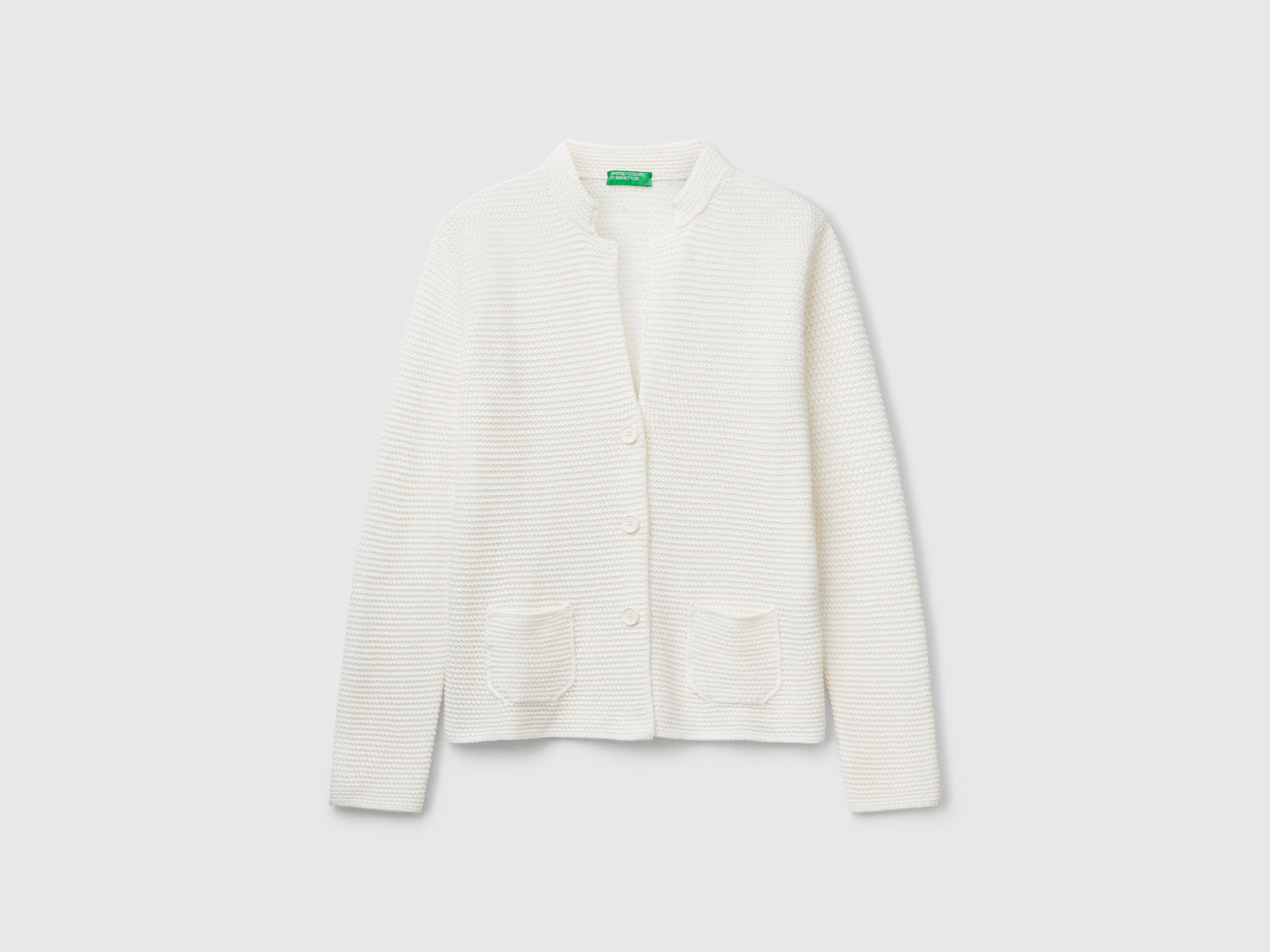 100% cotton knitted jacket da donna bianco panna | Benetton Outlet