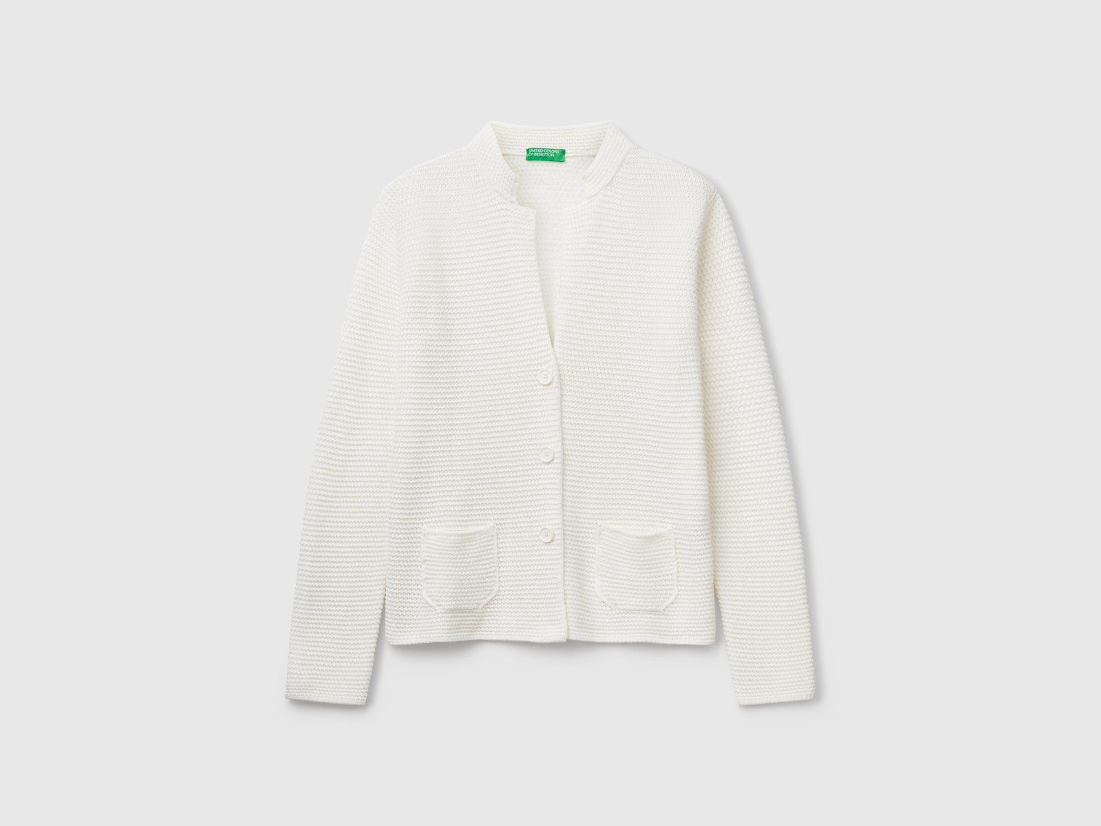 Chaqueta de punto 100% algodón da donna bianco panna | Benetton Outlet