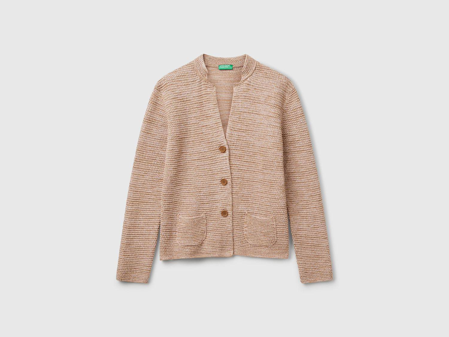 Giacca in maglia 100% cotone da donna beige | Benetton Outlet