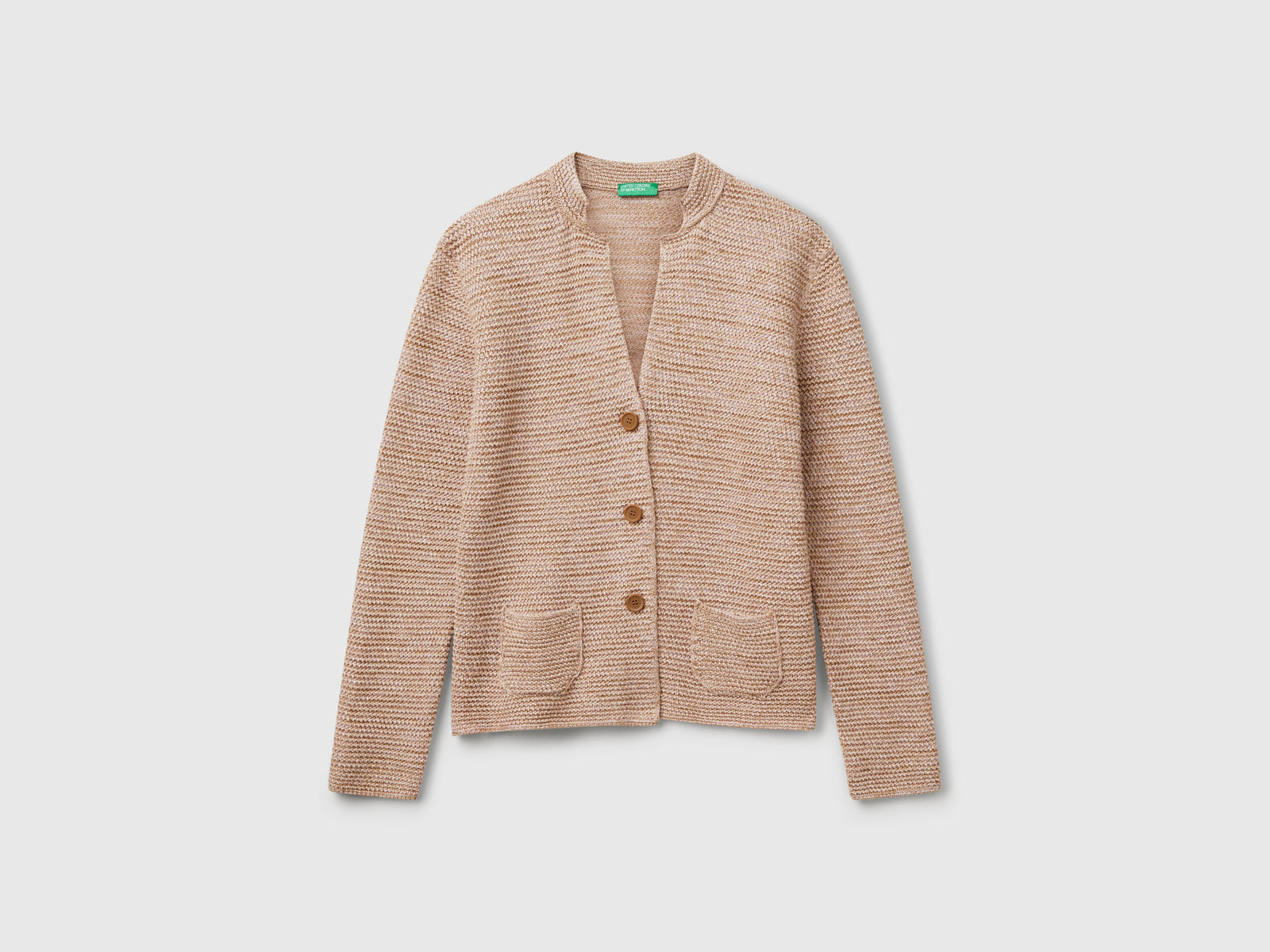 Giacca in maglia 100% cotone da donna beige | Benetton Outlet