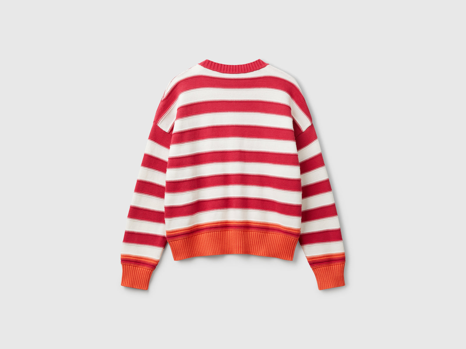 Maglia a righe in cotone tricot da donna rosso 2 | Benetton Outlet
