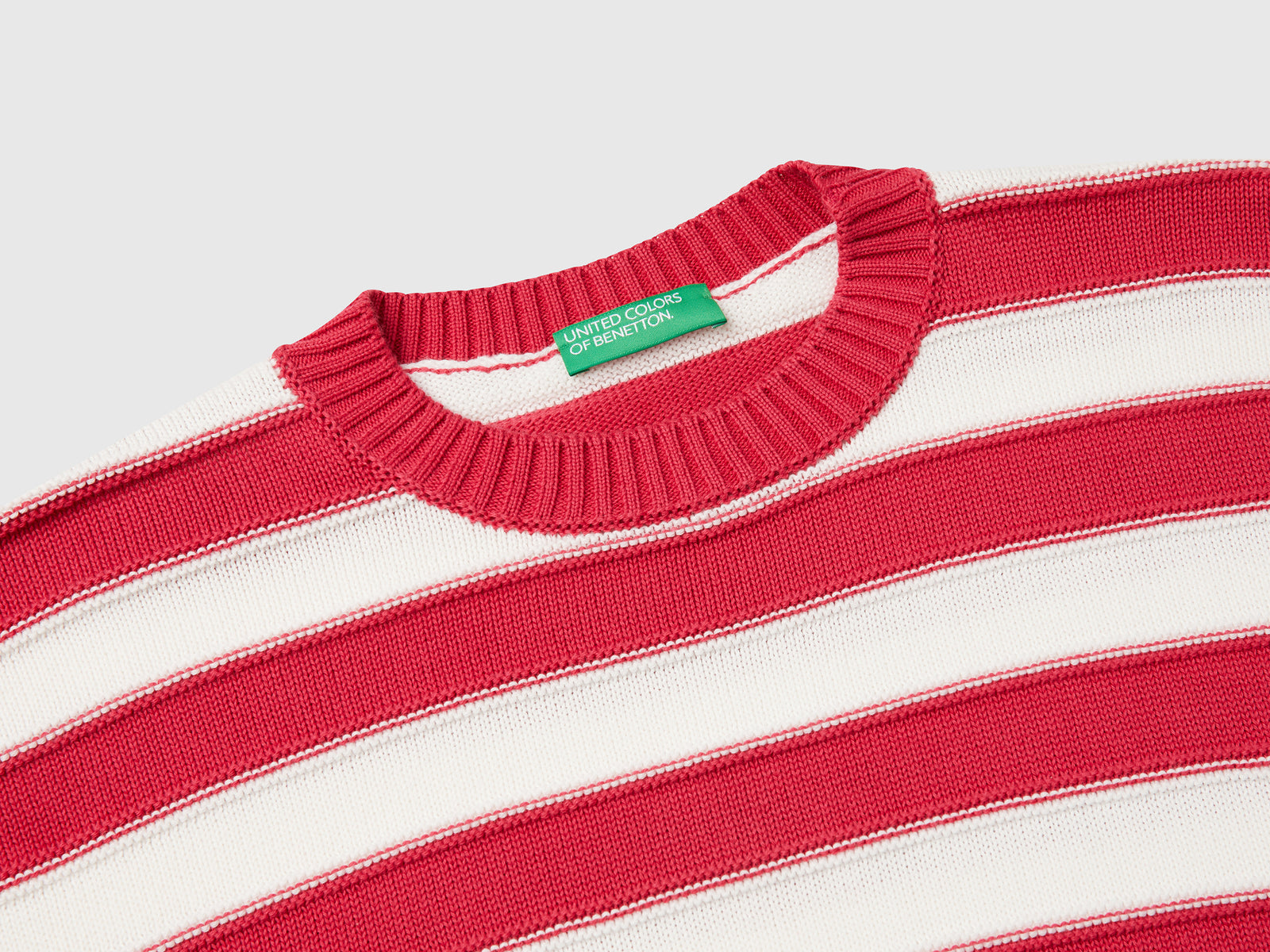 Maglia a righe in cotone tricot da donna rosso 3 | Benetton Outlet