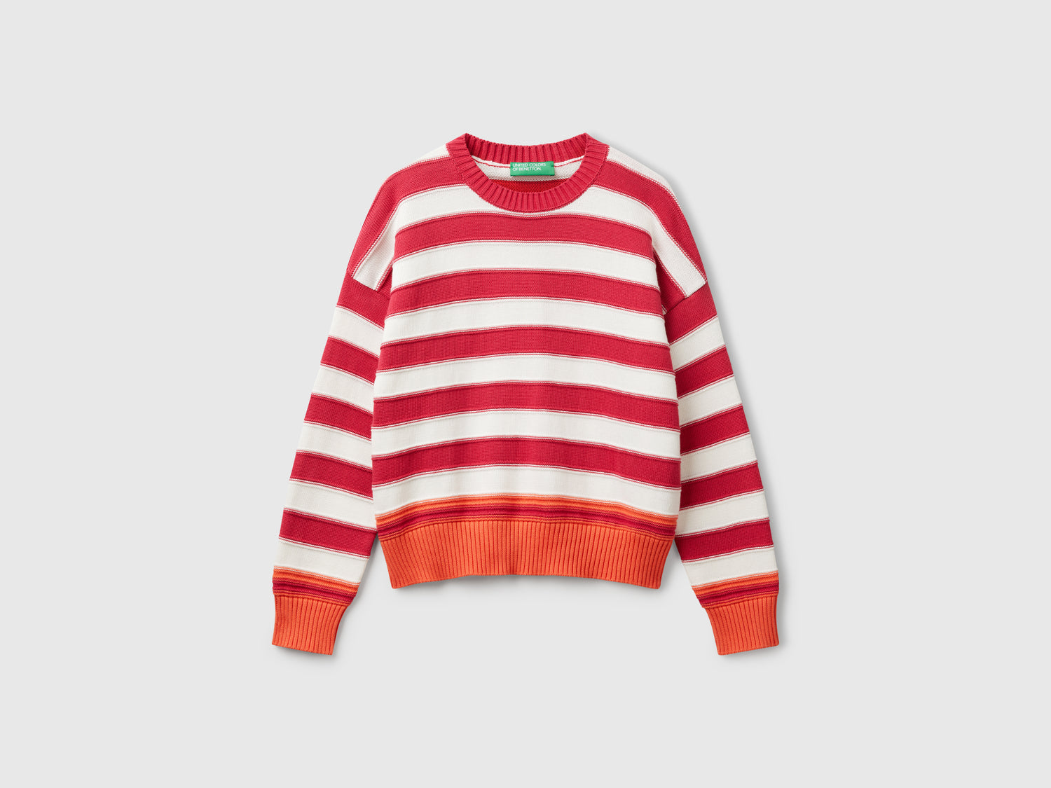 Maglia a righe in cotone tricot da donna rosso | Benetton Outlet