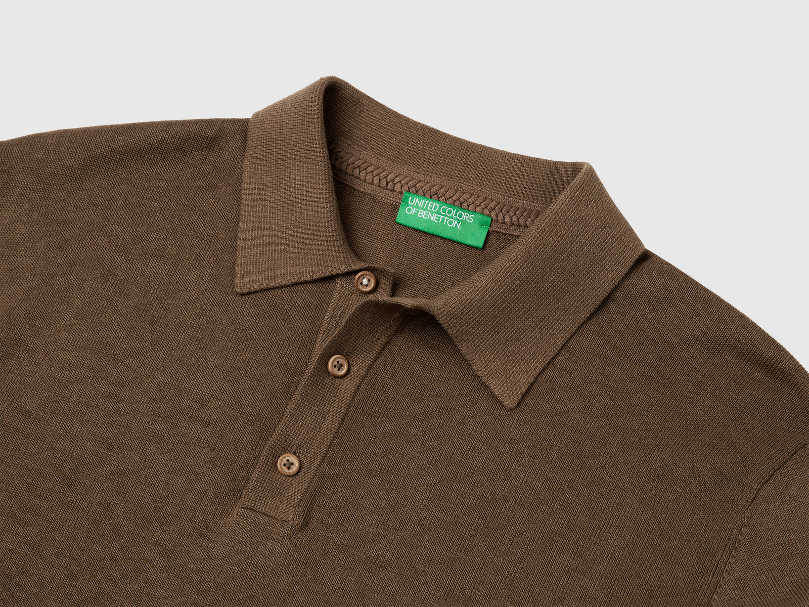 Polo in misto canapa da uomo marrone 3 | Benetton Outlet