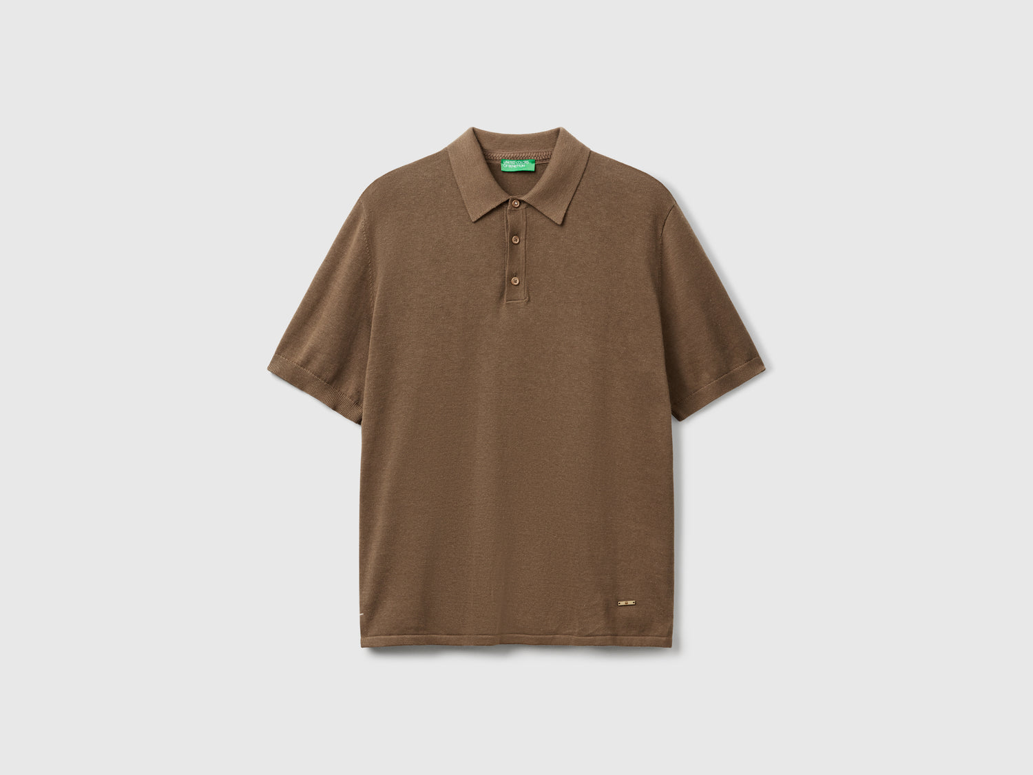 Polo in misto canapa da uomo marrone | Benetton Outlet
