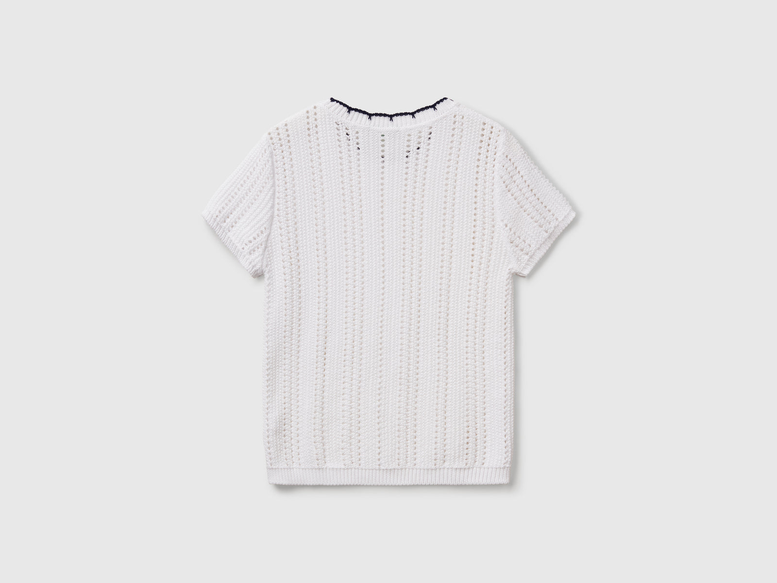 Maglia traforata in puro cotone da donna bianco 2 | Benetton Outlet