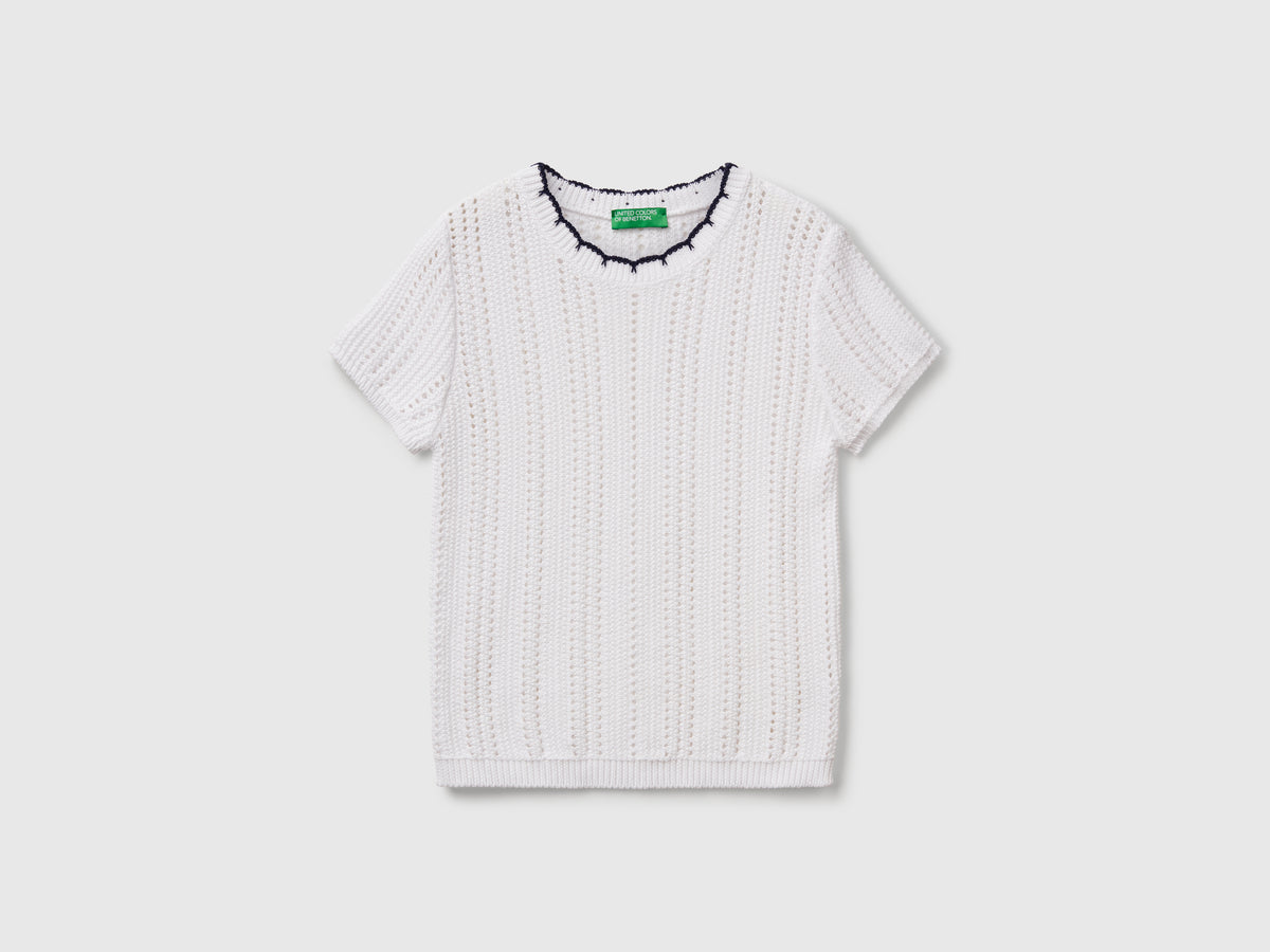 Maglia traforata in puro cotone