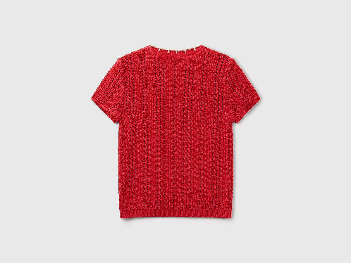 Pure cotton openwork sweater