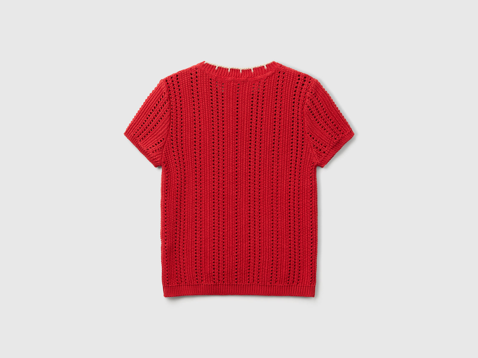 Pure cotton openwork sweater da donna rosso mattone 2 | Benetton Outlet