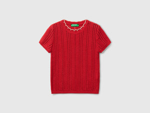 Pure cotton openwork sweater