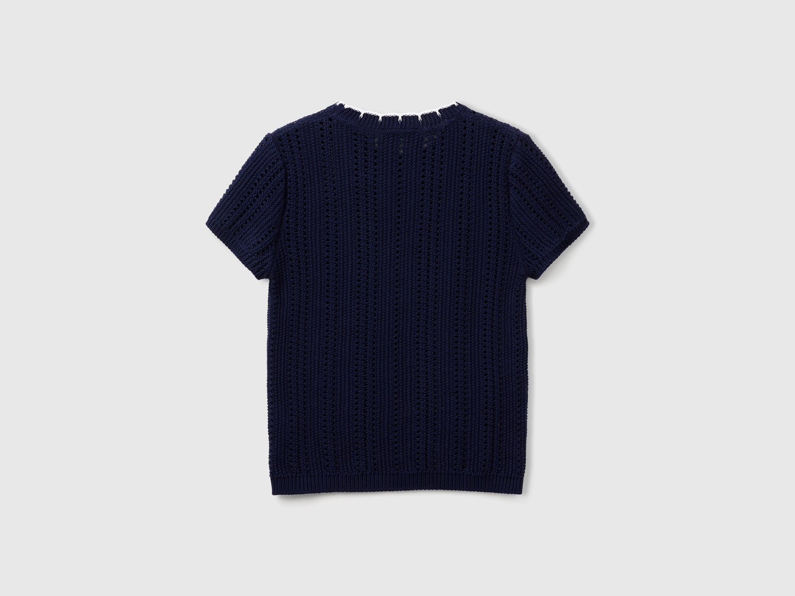 Maglia traforata in puro cotone da donna blu scuro 2 | Benetton Outlet