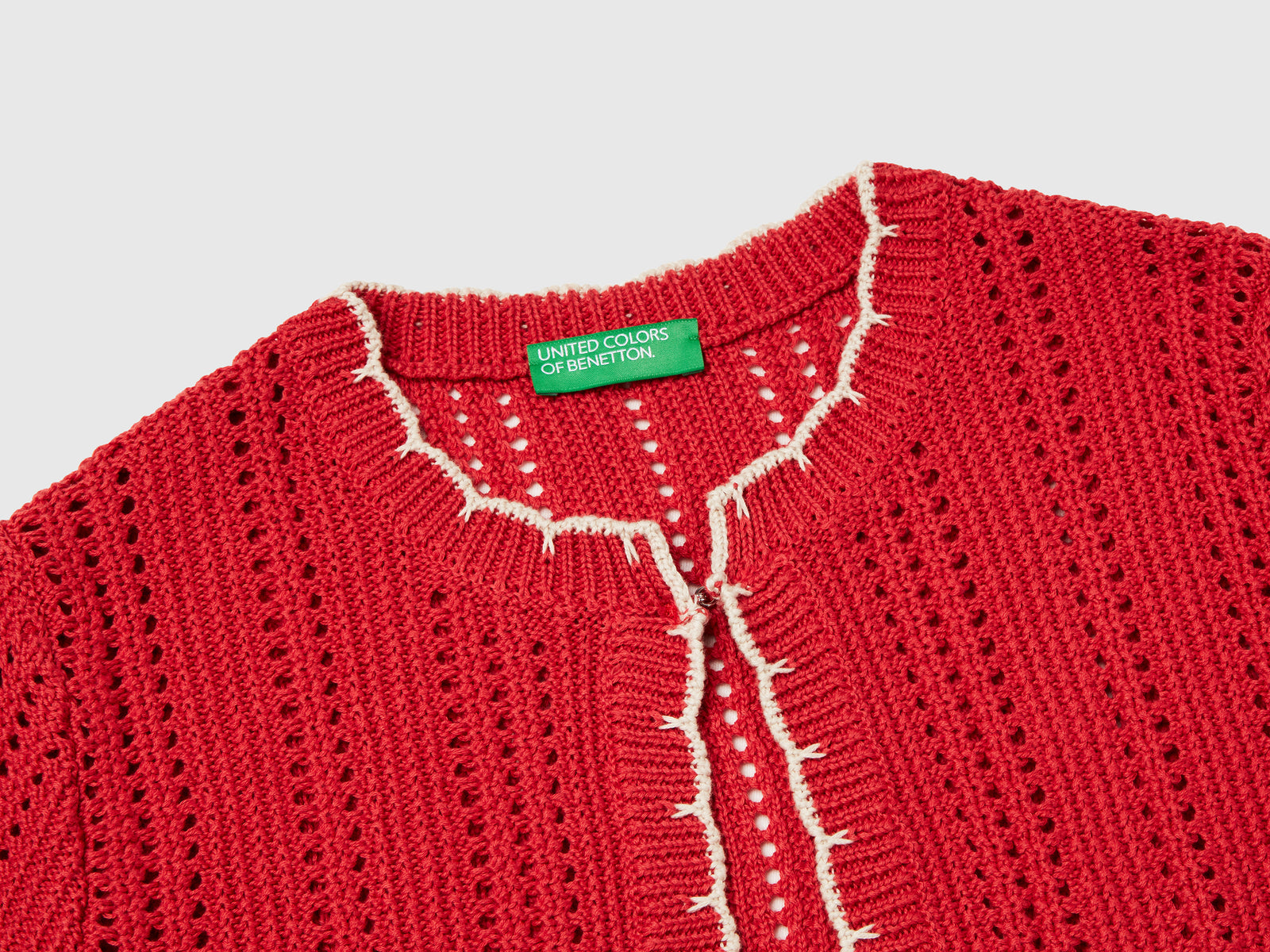Openwork cropped cardigan da donna rosso mattone 3 | Benetton Outlet