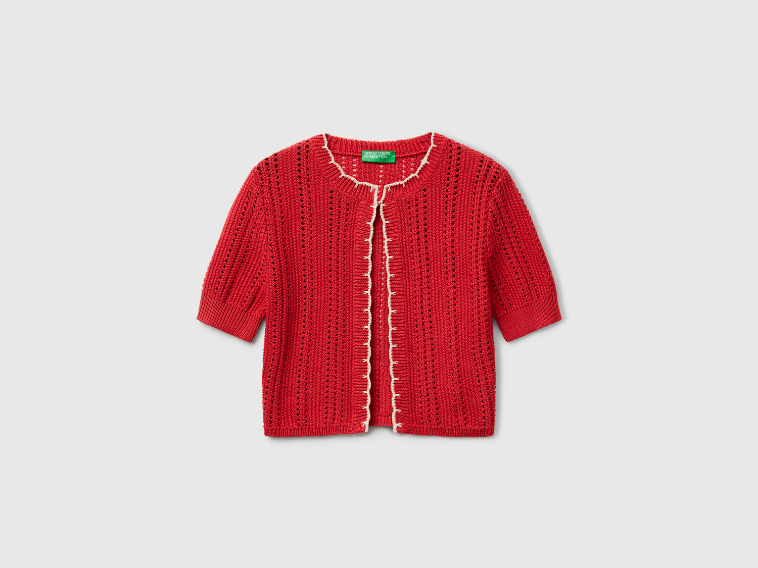 Openwork cropped cardigan da donna rosso mattone | Benetton Outlet