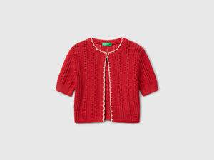 Openwork cropped cardigan