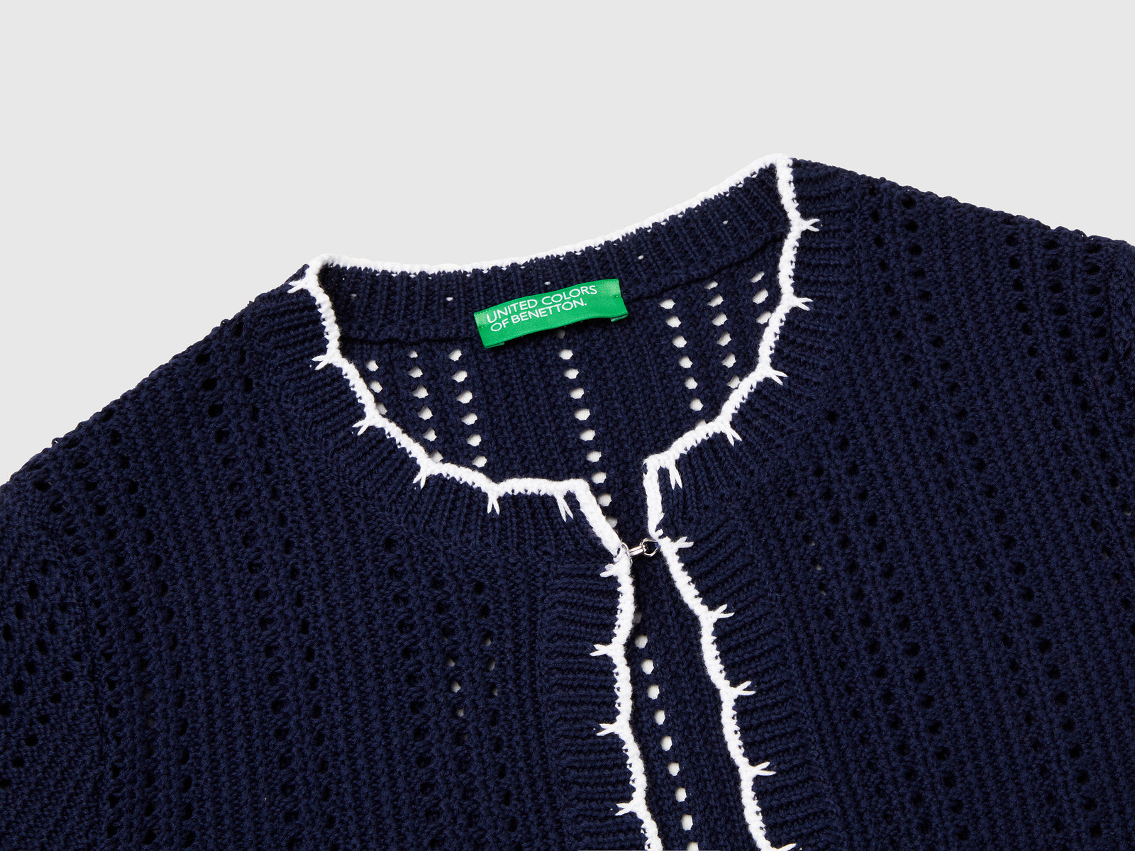 Openwork cropped cardigan da donna blu scuro 3 | Benetton Outlet