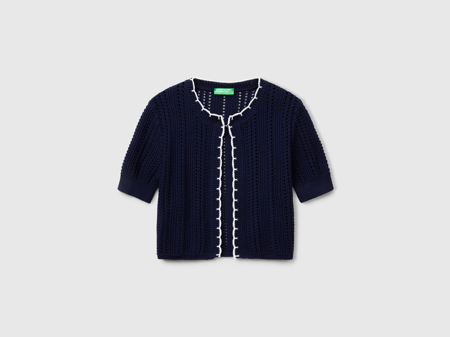 Openwork cropped cardigan da donna blu scuro | Benetton Outlet