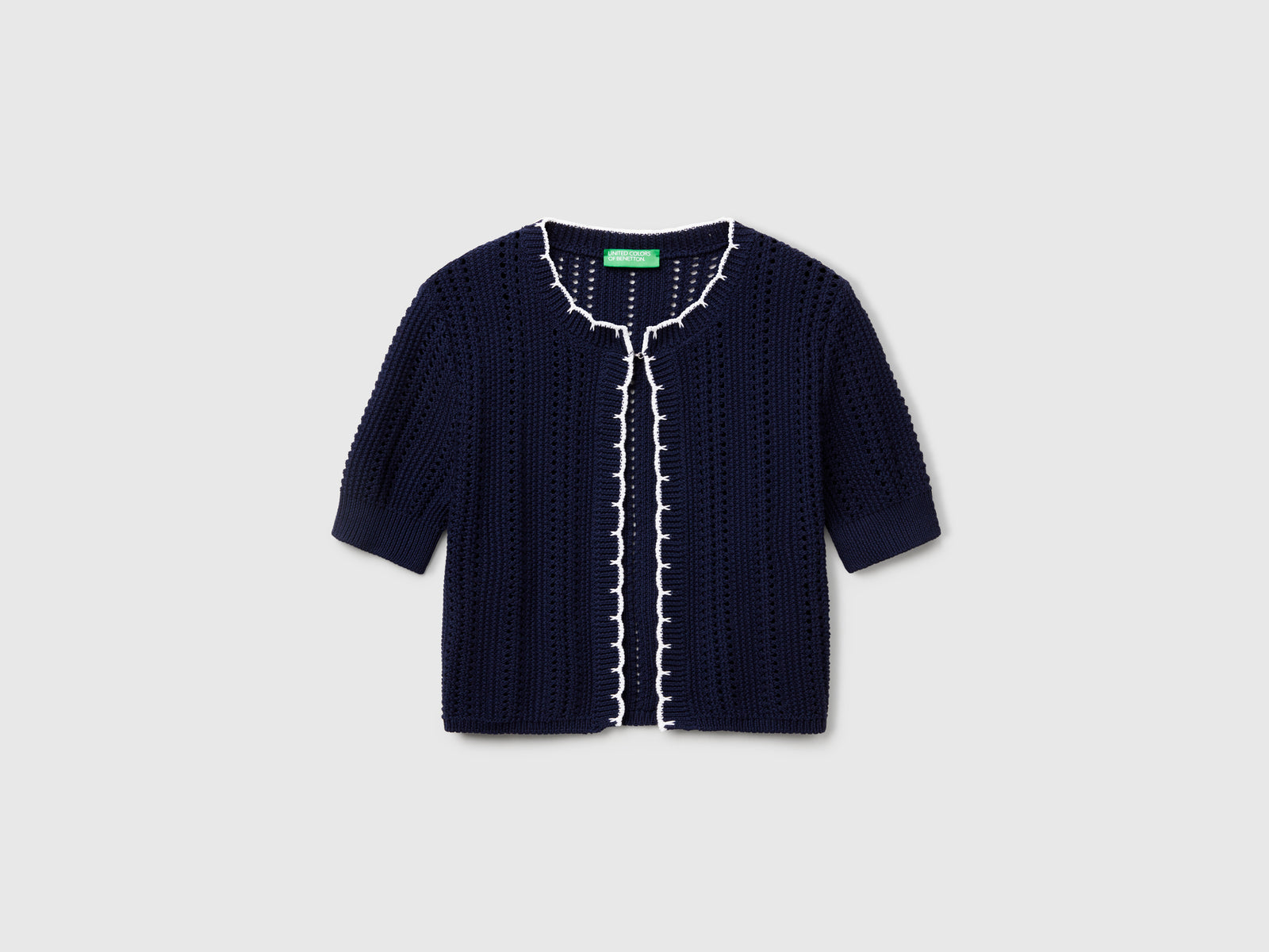 Openwork cropped cardigan da donna blu scuro | Benetton Outlet