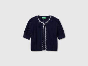 Openwork cropped cardigan
