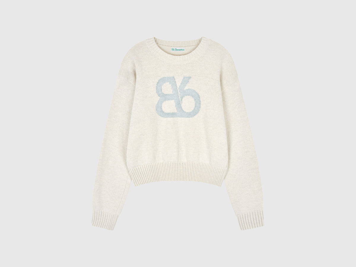 Maglia girocollo in misto lana