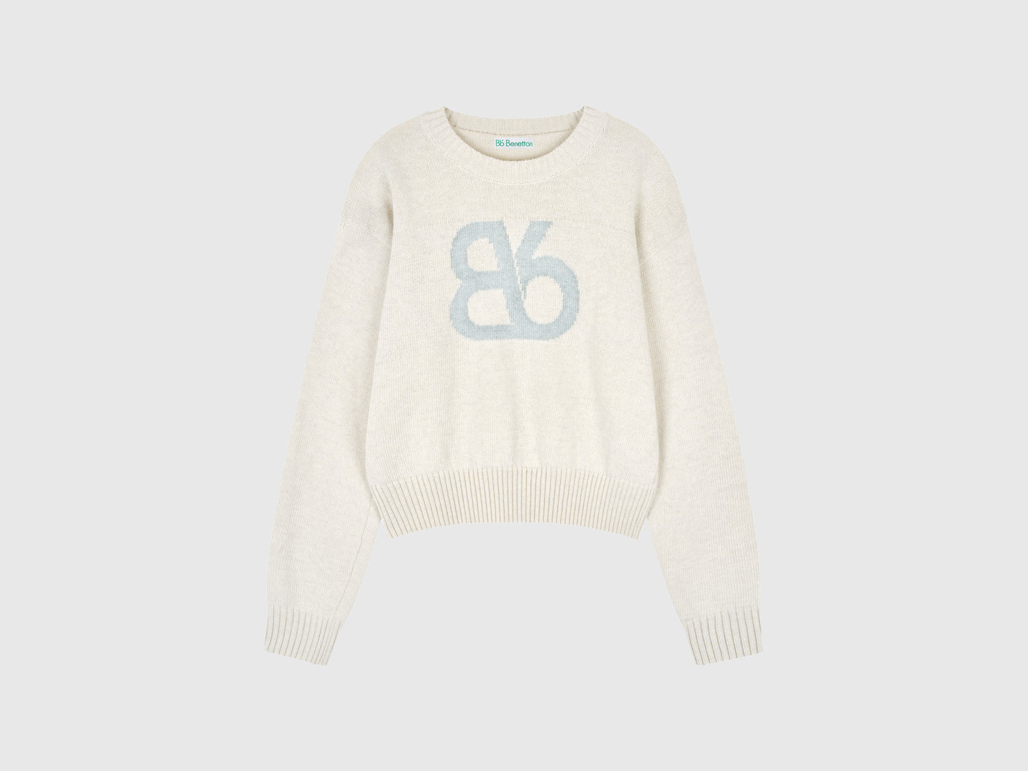 Maglia girocollo in misto lana da donna bianco panna | Benetton Outlet
