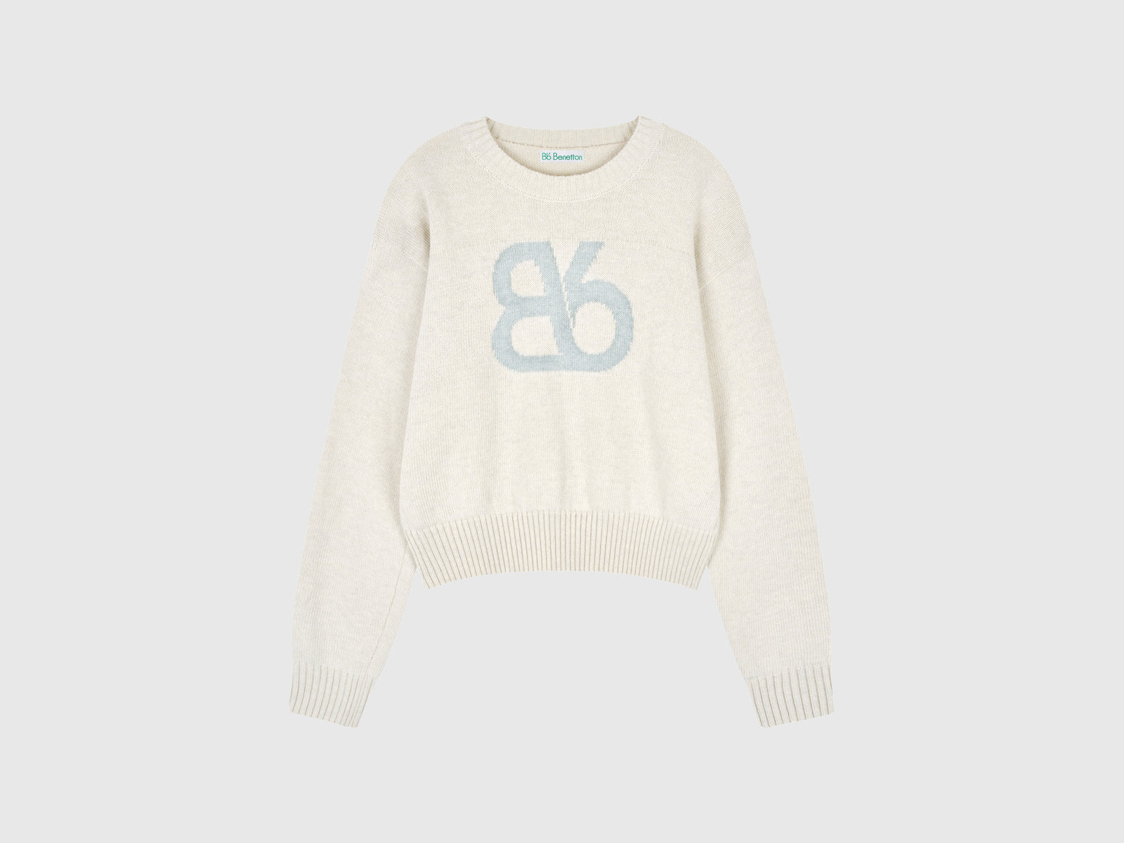Maglia girocollo in misto lana da donna bianco panna | Benetton Outlet
