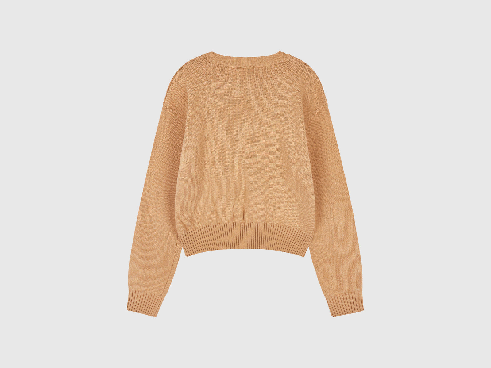 Maglia girocollo in misto lana da donna cammello 2 | Benetton Outlet