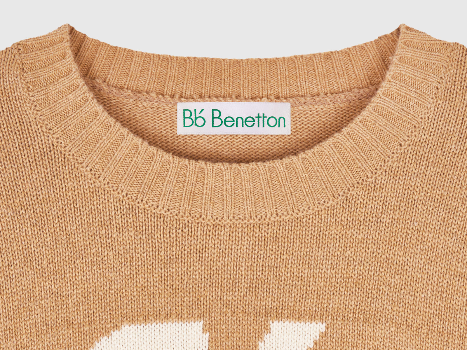 Maglia girocollo in misto lana da donna cammello 3 | Benetton Outlet