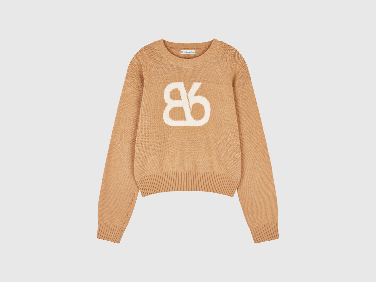 Maglia girocollo in misto lana da donna cammello | Benetton Outlet