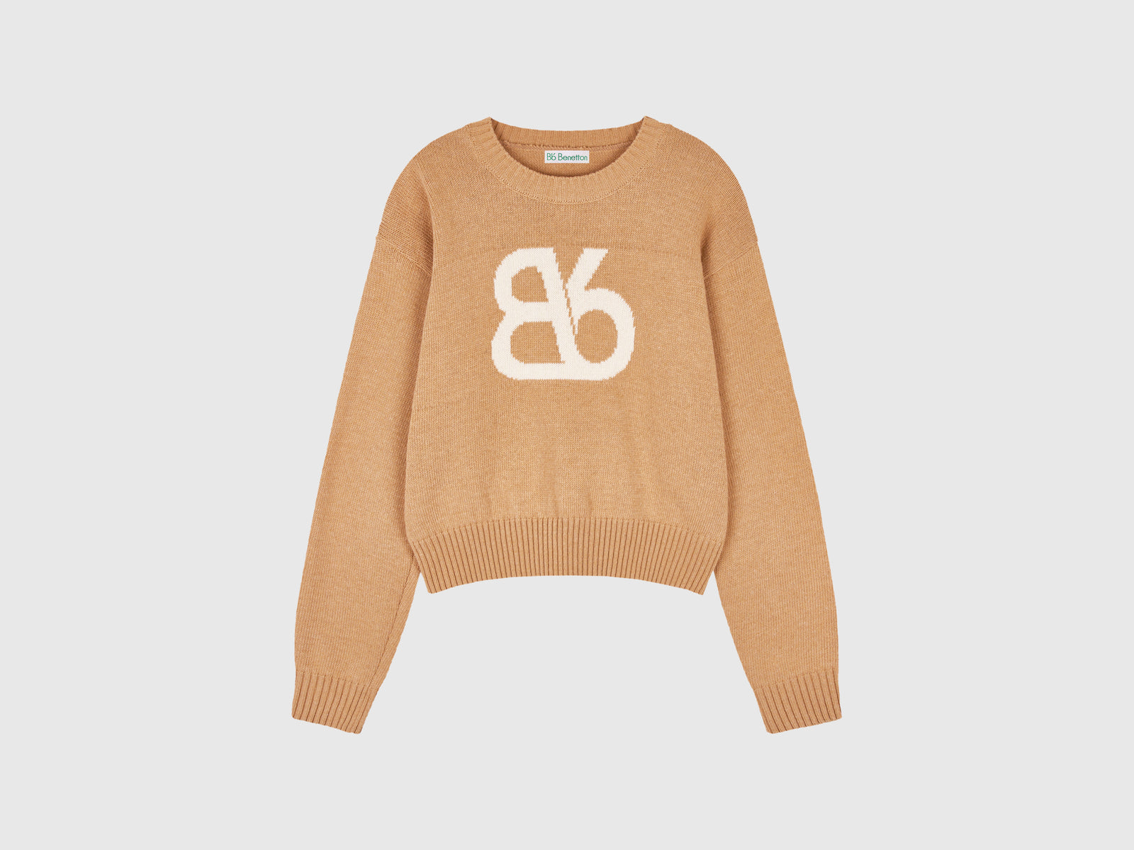 Maglia girocollo in misto lana da donna cammello | Benetton Outlet