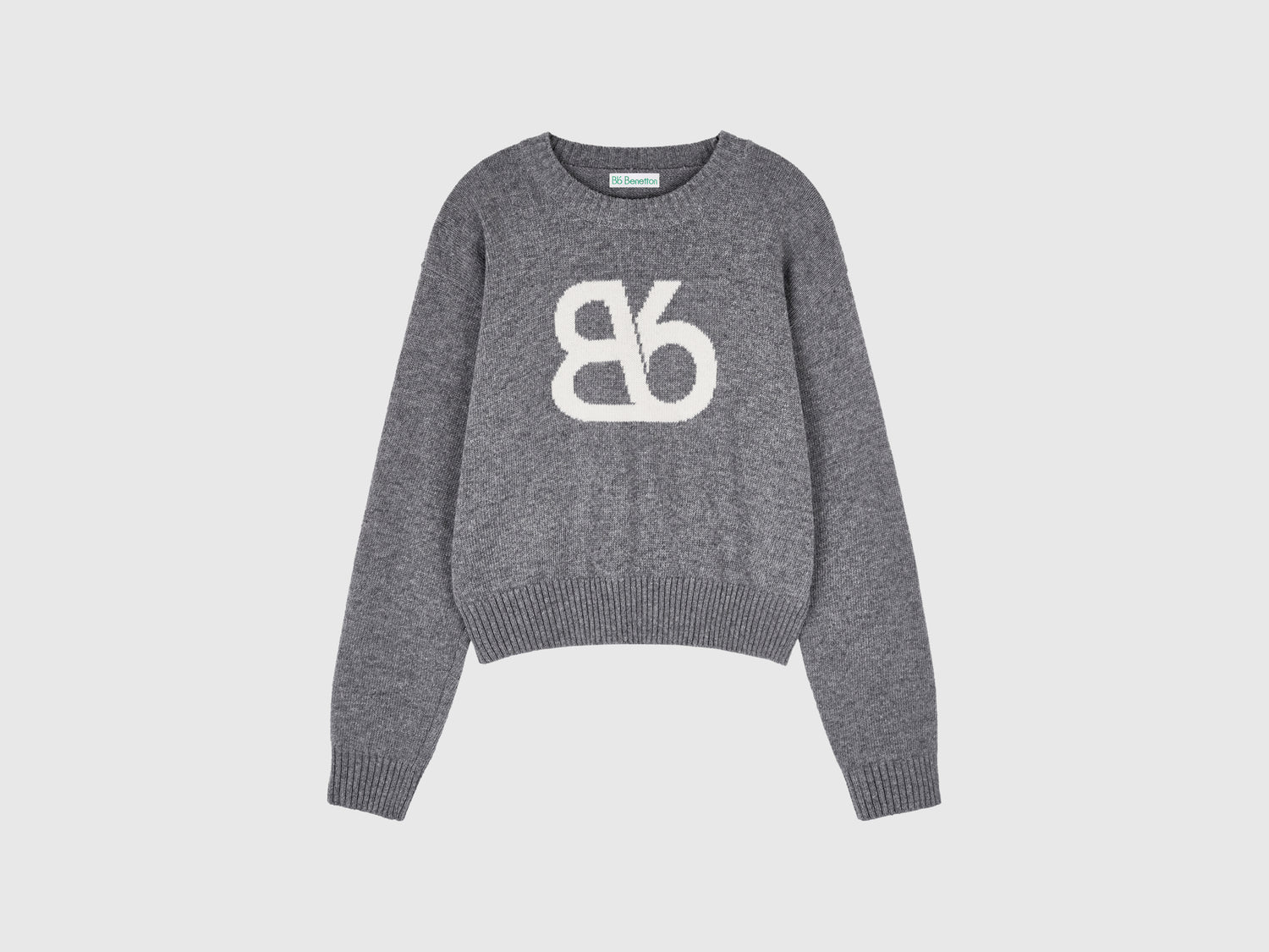 Maglia girocollo in misto lana da donna grigio scuro | Benetton Outlet