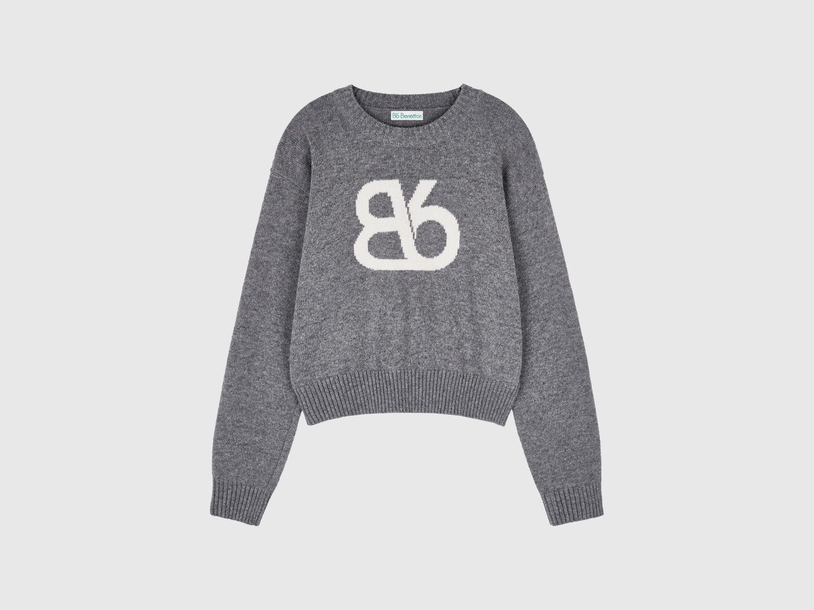 Maglia girocollo in misto lana da donna grigio scuro | Benetton Outlet