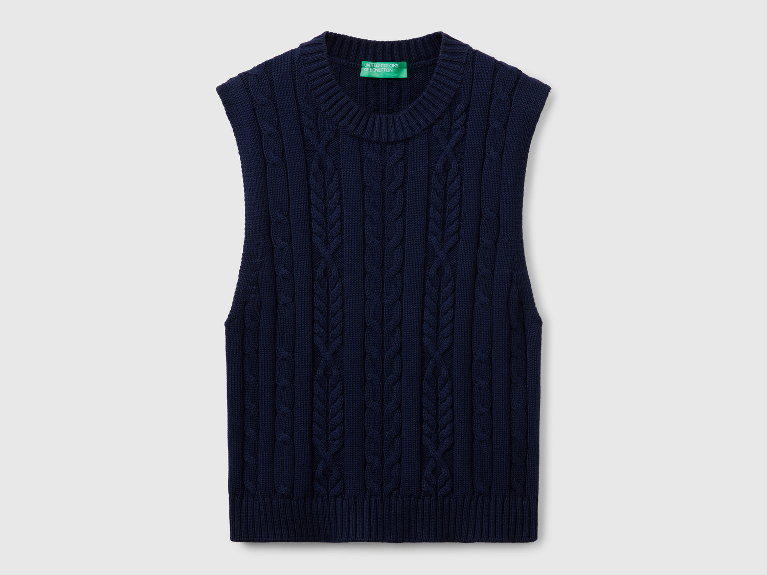 Cropped vest with braids da donna blu scuro | Benetton Outlet
