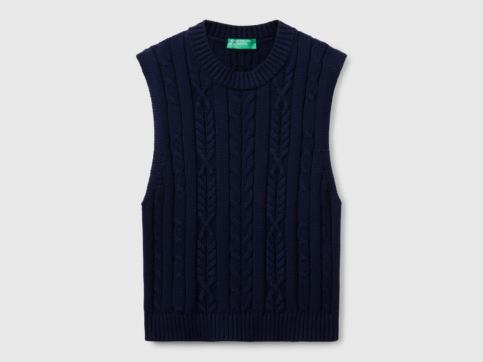 Cropped vest with braids da donna blu scuro | Benetton Outlet