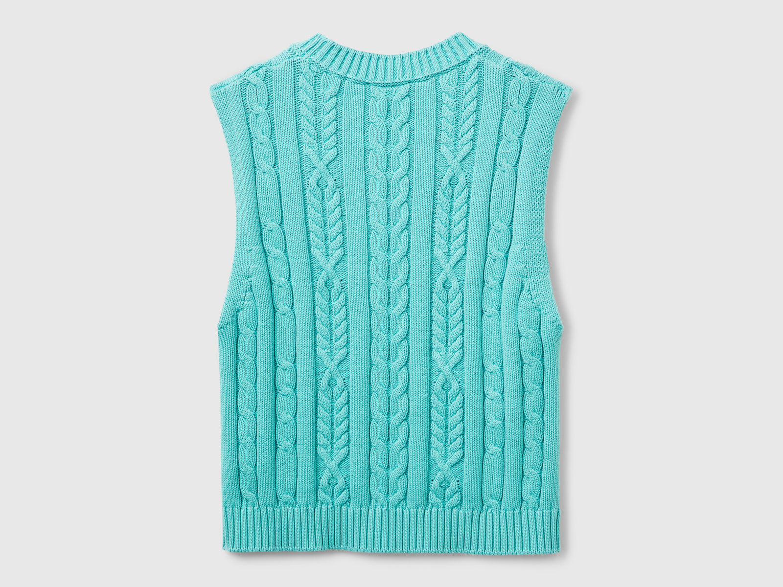 Gilet cropped a trecce da donna verde acqua 2 | Benetton Outlet