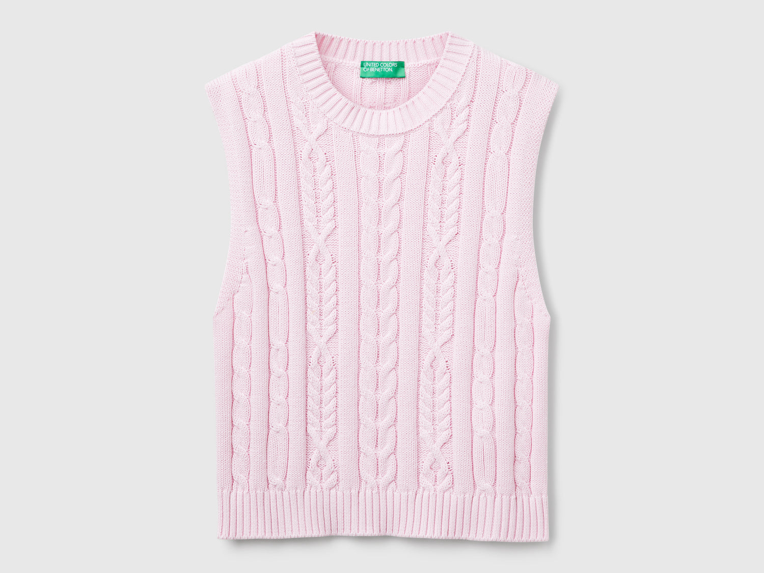 Cropped vest with braids da donna rosa | Benetton Outlet