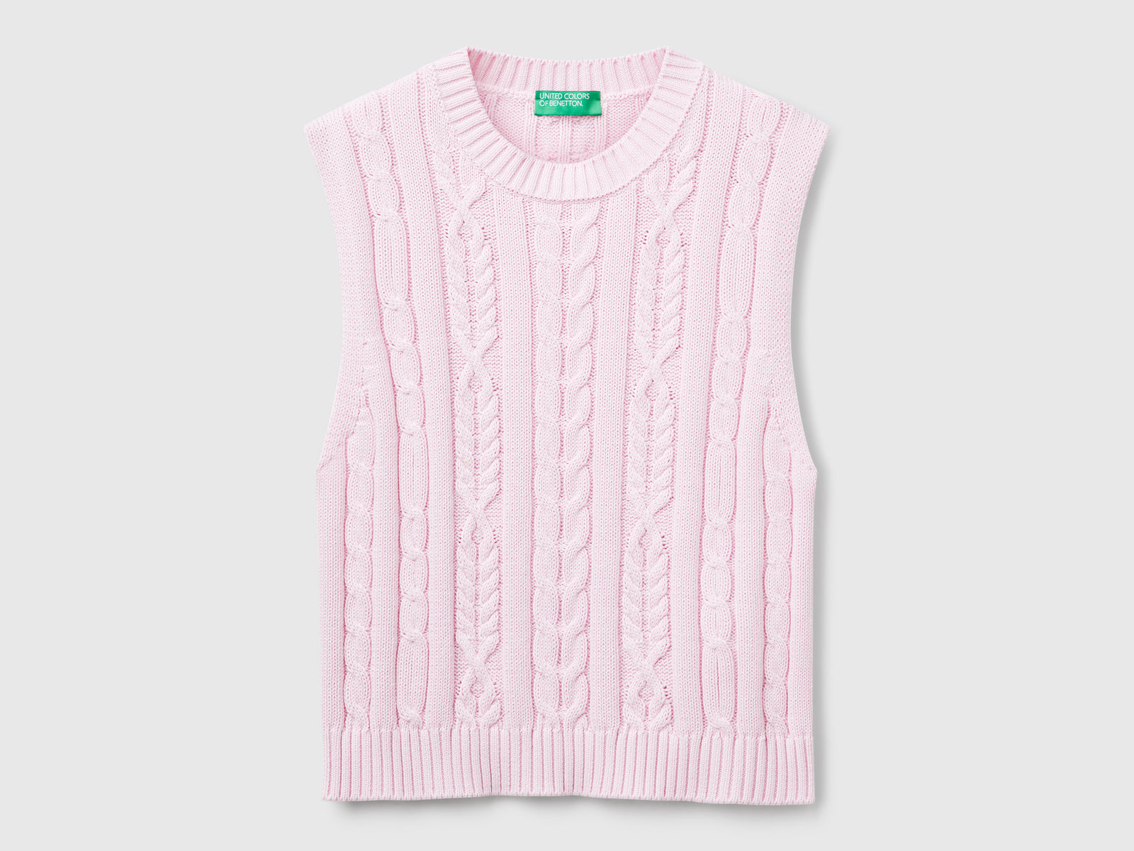 Cropped vest with braids da donna rosa | Benetton Outlet