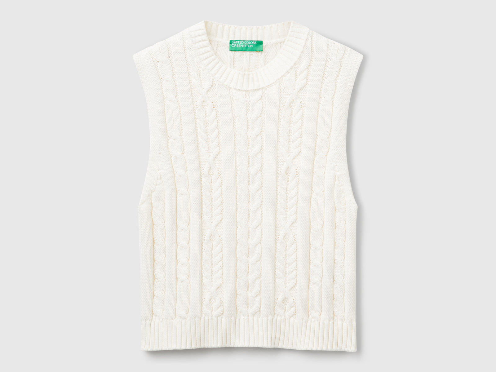 Cropped vest with braids da donna bianco panna | Benetton Outlet