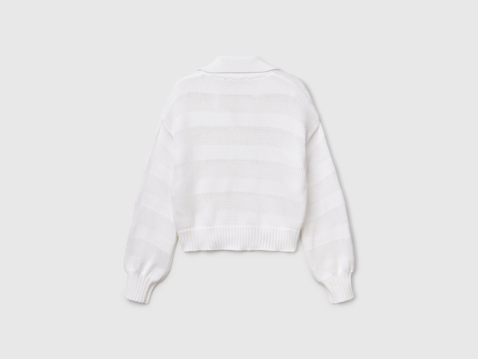 Maglioncino a polo 100% cotone da donna bianco 2 | Benetton Outlet