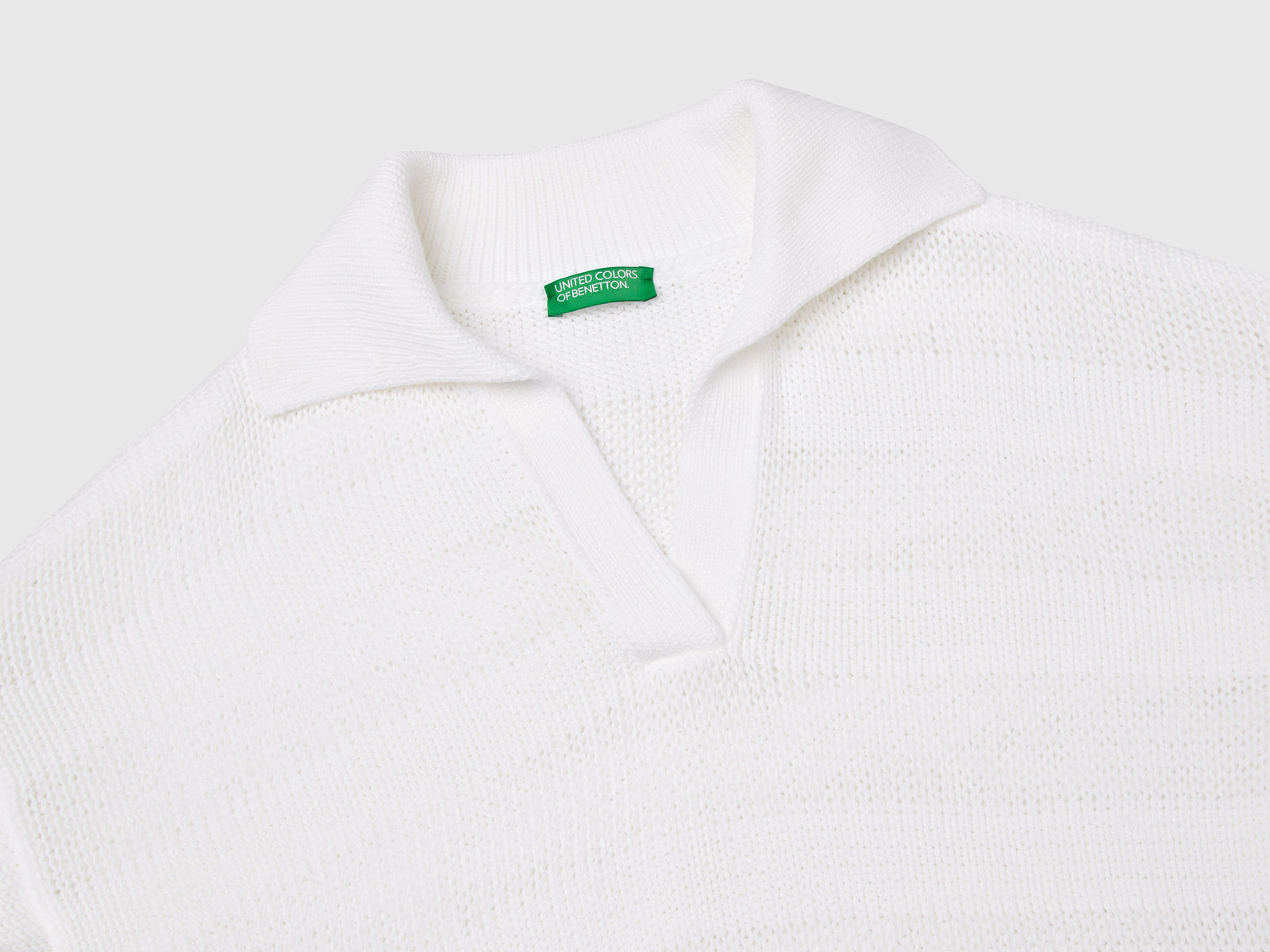 Maglioncino a polo 100% cotone da donna bianco 3 | Benetton Outlet