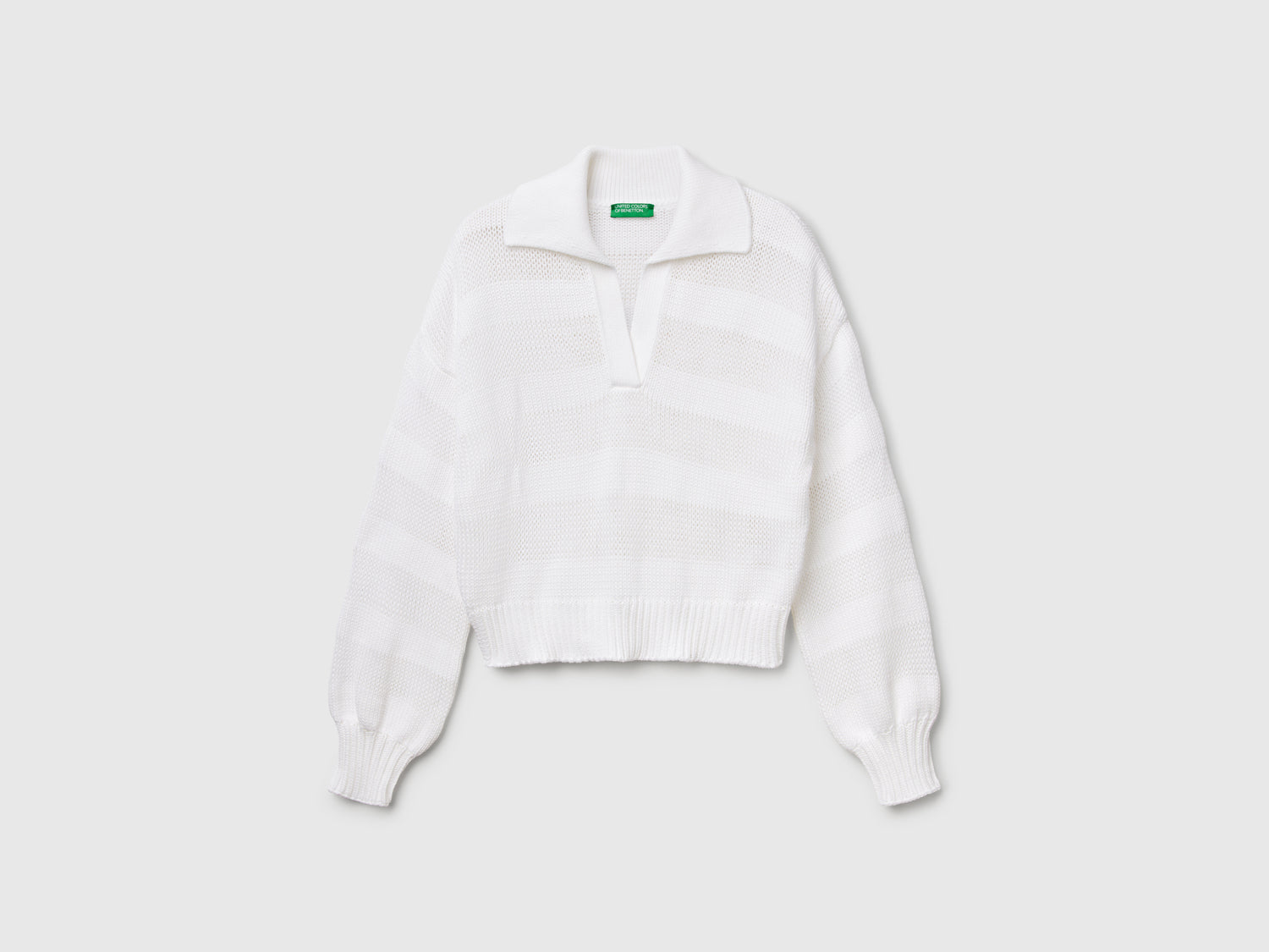 Maglioncino a polo 100% cotone da donna bianco | Benetton Outlet