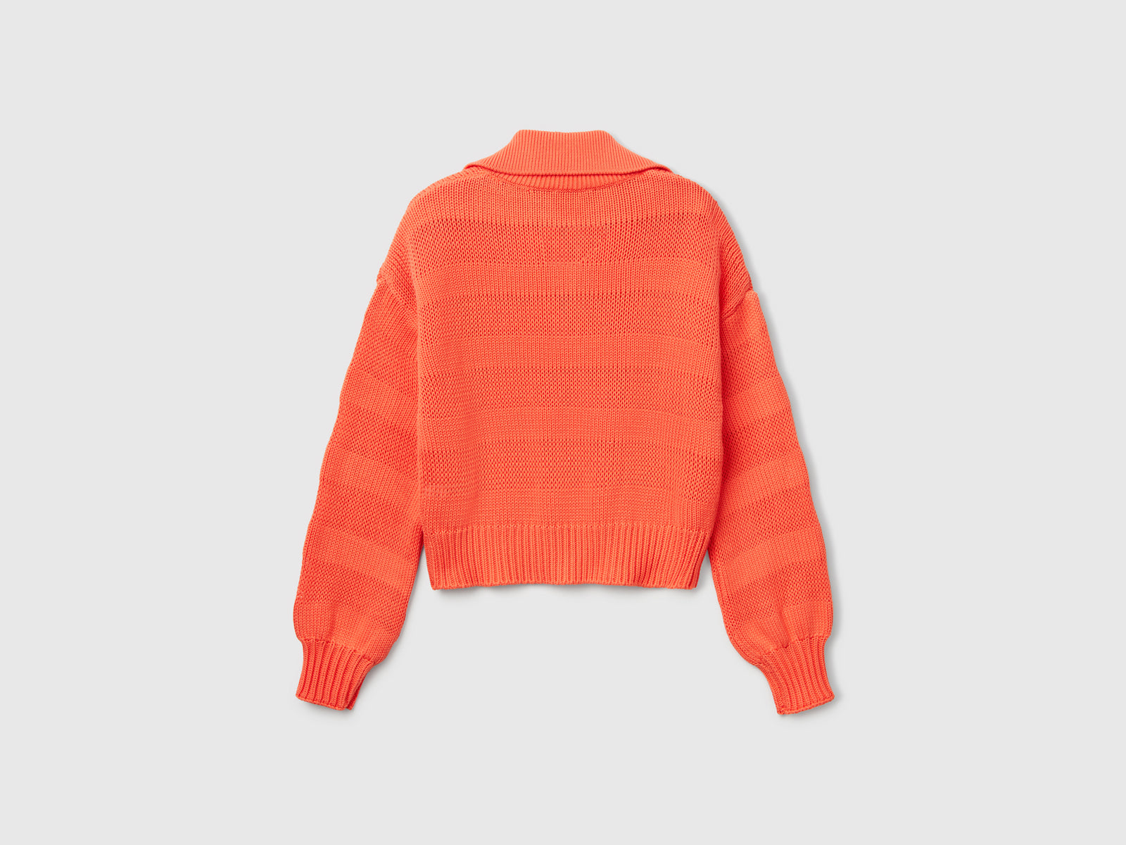 Maglioncino a polo 100% cotone da donna arancione 2 | Benetton Outlet