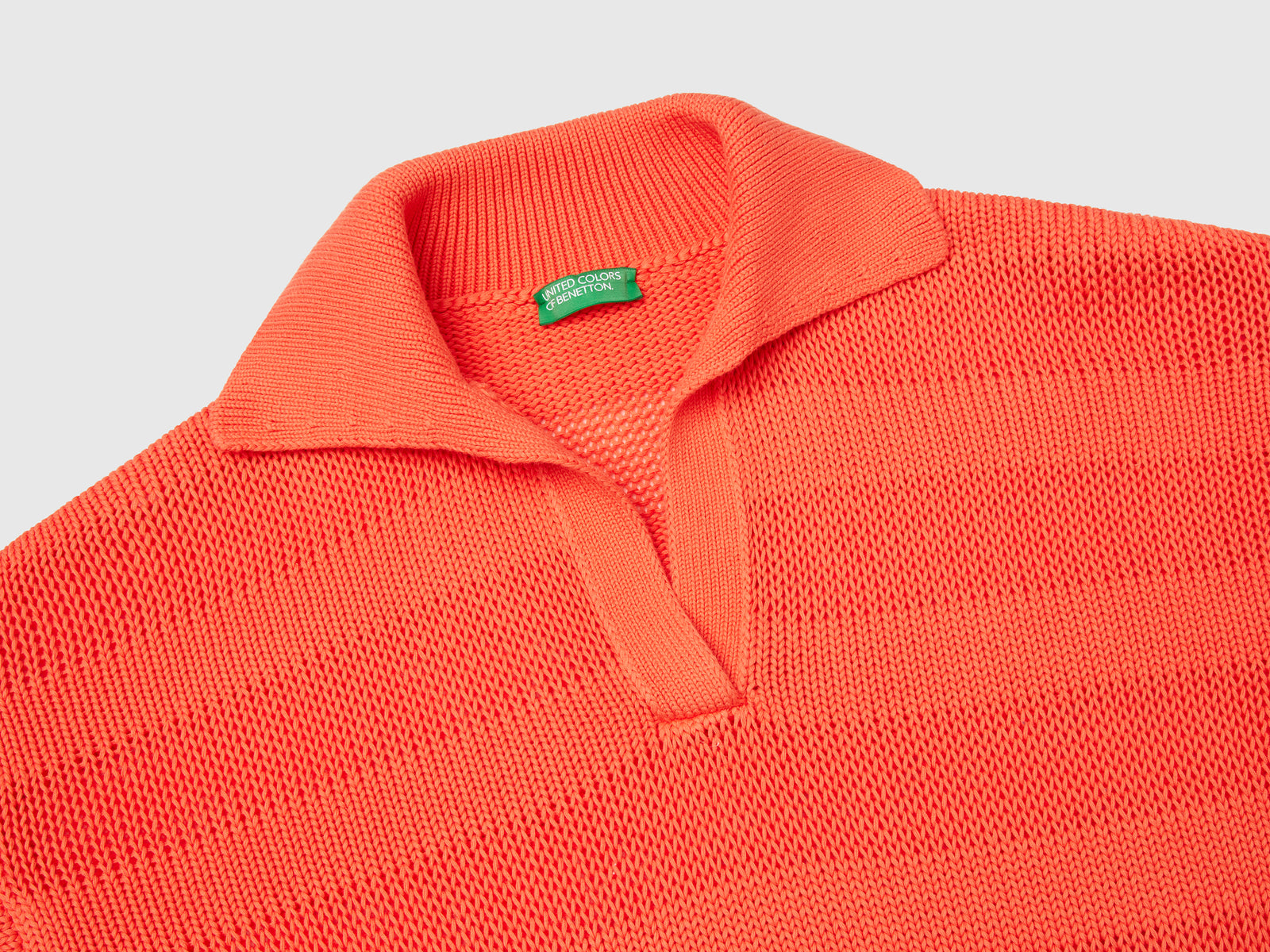 Maglioncino a polo 100% cotone da donna arancione 3 | Benetton Outlet
